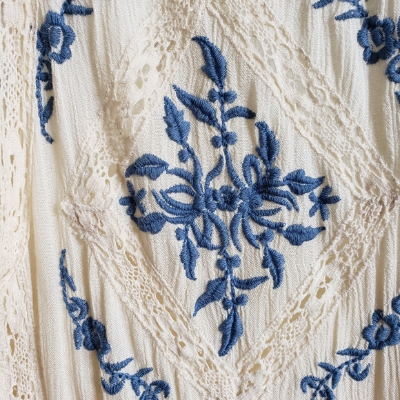 Free People White Boho Cottagecore Summer Lace Cotton Midi Dress - Picture 6 of 7